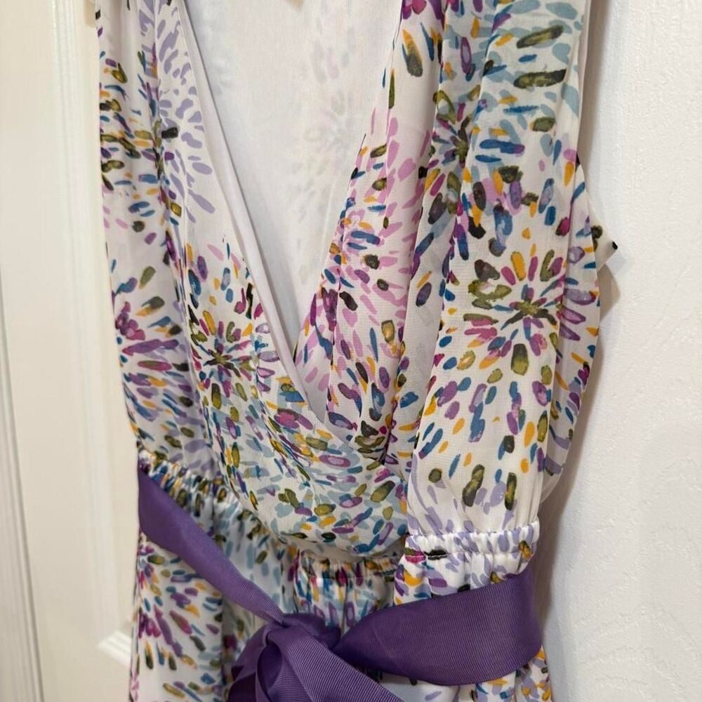 Lane Bryant Women's Purple Pastel Multicolor w/ Bow Party Cottagecore Dress - Picture 2 of 6